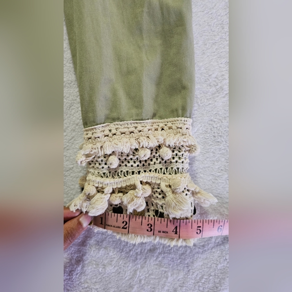 Zara Woman Outerwear Army Green Tassel Pom Fringe Boho Jacket - Picture 2 of 13
